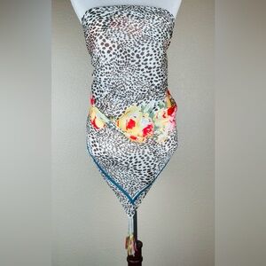 Johnny Was scarf/shawl/cover-up. Multi hued floral on leopard print. OS. NWOT.